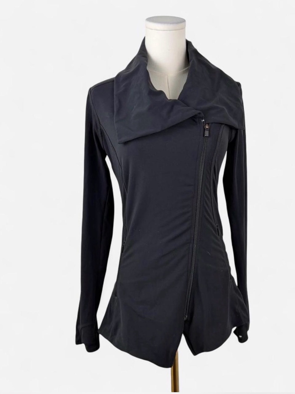 Athleta black zip front jacket mesh back fitted yoga jacket